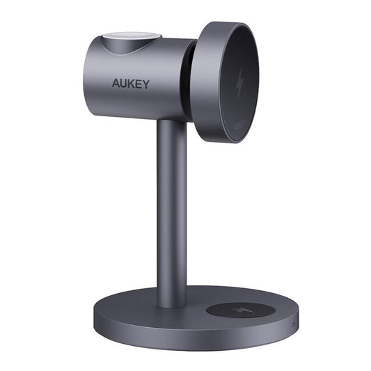 Wireless charger MagFusion 3 in 1 Aukey LC-MC311, 15W Qi2 (gray) - Product Image 2