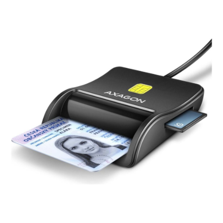 AXAGON Compact desktop USB contact Smart/ID & SD/microSD/SIM card reader with long, USB-A cable | CRE-SM3SD