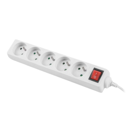 Lanberg Cable Power Strip, 5X French Outlets with Switch, Quality-Grade Copper, 1.5 m | PS1-05E-0150-W