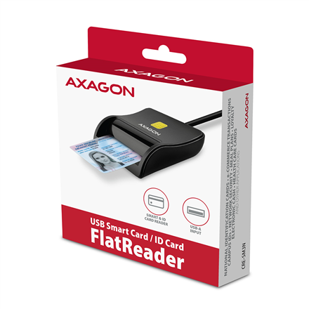 AXAGON Compact desktop USB contact Smart/ID card reader with long, USB-A cable | CRE-SM3N