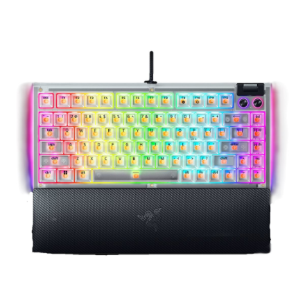Razer Hot-swappable Mechanical Gaming Keyboard | BlackWidow V4 75% | Gaming Keyboard | Wired | US | Razer Mechanical Switches (Tactile) | Phantom White Edition