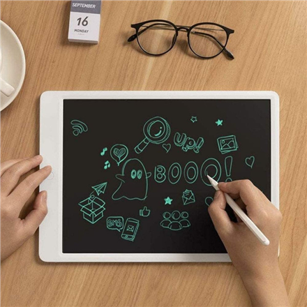 Xiaomi | Mi LCD Writing Tablet | 13.5 " | LCD | Black Board/Green Font | It has no memory - you write one page, then delete it completely with one button; The life of the button battery is about a year when the display is cleared 100 times a day