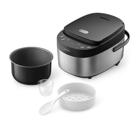 Philips Mini rice cooker | HD3093/80 3000 series | 600 W | 0.85 L | Number of programs 8 | Black/Stainless Steel