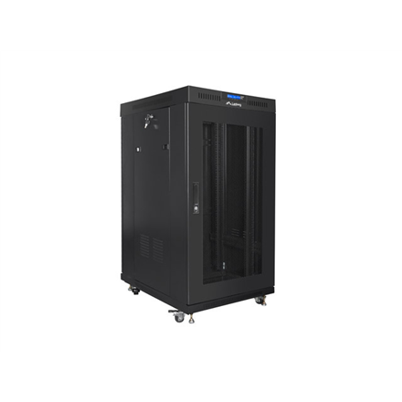 Lanberg | Rack cabinet 19" free-standing 22U/800x800 (flat pack) with glass door, LCD | FF01-8822-23BL | Black