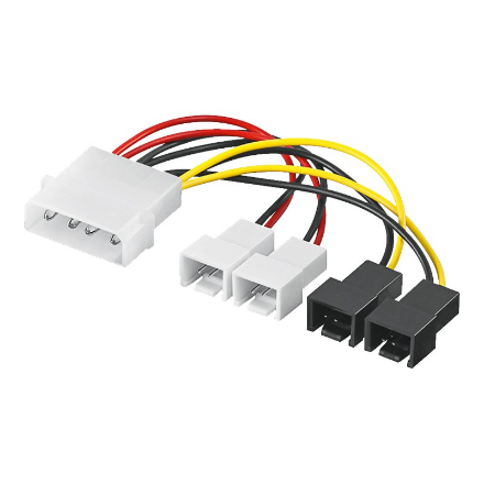 Goobay | Power cable/adapter for PC fans; 5.25 inch male to fan 2x 12 V/2x 5 V