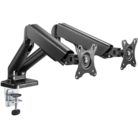 Goobay Desk Mount | Double Monitor Mount with Gas Spring | Swivel, Tilt, Rotation | 17-32 " | Maximum weight (capacity) 9 kg | Black