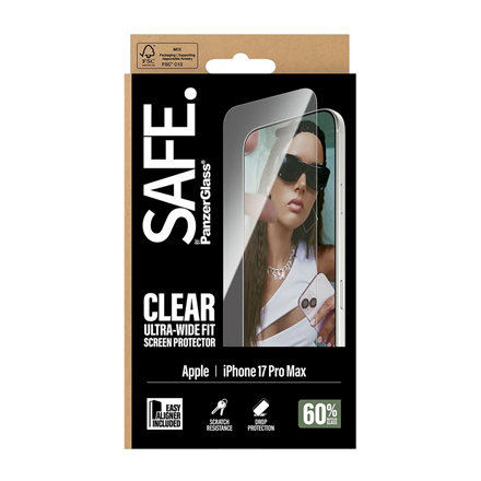 PanzerGlass Screen protector | Apple | iPhone 17 Pro Max | Transparent | Ultra-Wide Fit w. EasyAligner