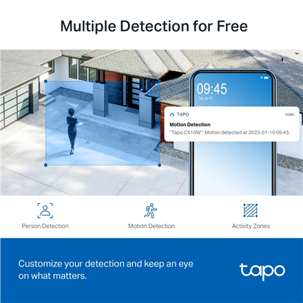 TP-LINK | Pan/Tilt Security Wi-Fi Camera | Tapo C510W | Dome | 3 MP | 3.9mm | IP65 | H.264 | MicroSD, up to 512 GB