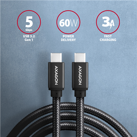 AXAGON | Data and charging USB 3.2 Gen1 cable, 3 m | BUCM3-CM30AB | USB Type C - USB Type C