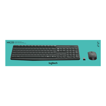 Logitech | MK235 | Keyboard and Mouse Set | Wireless | Mouse included | Batteries included | US | Black