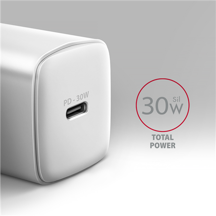 AXAGON Sil wallcharger 1x port USB-C, PD3.0 /PPS/QC4+/SFC/AFC/Apple, 30w | ACU-PD30W