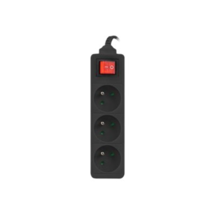 Lanberg Cable Power Strip, 3X French Outlets with Switch, Quality-Grade Copper, 1.5 m | PS1-03E-0150-BK