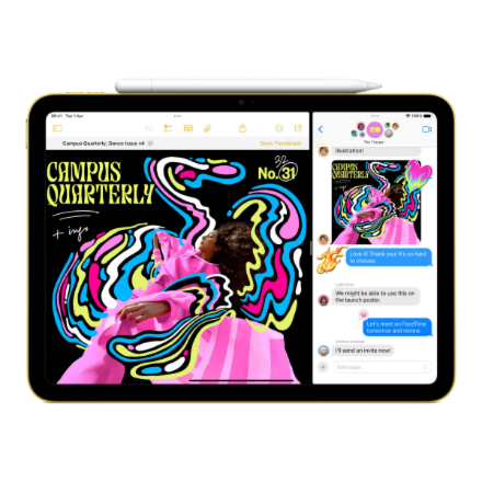 Apple | iPad | 11 " | Yellow | IPS, Liquid Retina | 2360 x 1640 pixels | Apple A16 | 256 GB | Wi-Fi | Front camera | 12 MP | Rear camera | 12 MP | Bluetooth | 5.3 | iPadOS | USB-C charging cable