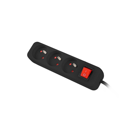 Lanberg Cable Power Strip, 3X French Outlets with Switch, Quality-Grade Copper, 3 m | PS1-03E-0300-BK