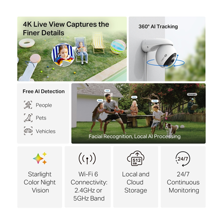 TP-LINK Pan/Tilt Security Wi-Fi Camera | Tapo C560WS | Dome | 8 MP | 4mm/F1.6 | H.264 | Micro SD, Max. 512 GB