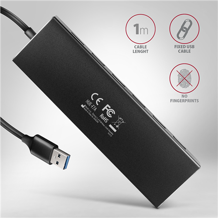 AXAGON SuperSpeed USB-A FLAT Hub | HUE-F7A