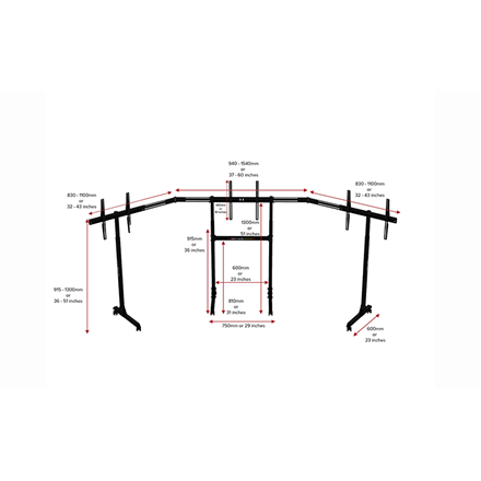 Next Level Racing | Floor stand | Free Standing Triple Monitor stand | 3 x 32- 65 " | Maximum weight (capacity) 70 kg | Black