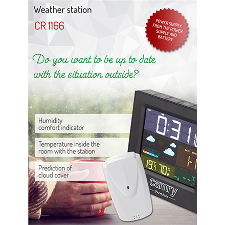 Camry | Weather station | CR 1166 | Black | Date display