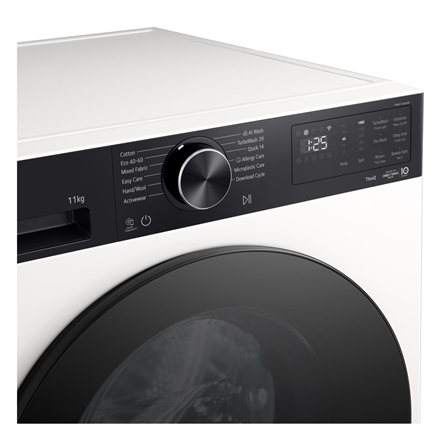 LG Washing machine | F4X5011TKB | Energy efficiency class A | Front loading | Washing capacity 11 kg | 1400 RPM | Depth 57 cm | Width 60 cm | Display | LED | White