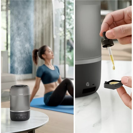 Philips | Humidifier | HU1510/03 Series 1000 | 19.6 W | Water tank capacity 3 L | Suitable for rooms up to 41 m² | Ultrasonic | Humidification capacity 275 ml/hr | Grey/Silver