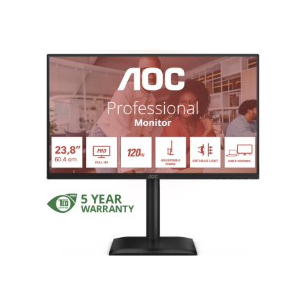 AOC | 24E4CV | 23.8 " | IPS | FHD | 16:9 | 120 Hz | 4 ms | 1920 x 1080 pixels | 300 cd/m² | Black