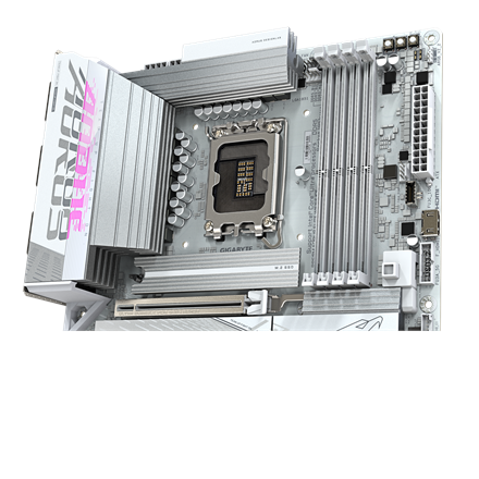 Gigabyte B860M AORUS ELITE WIFI6E ICE | Processor family Intel | Processor socket LGA1851 | DDR5 | Supported hard disk drive interfaces SATA, M.2 | Number of SATA connectors 4