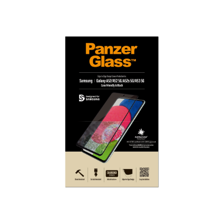 PanzerGlass | Samsung | Galaxy A52 | Black/Transparent | Antifingerprint screen protector