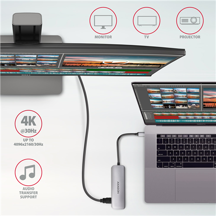 AXAGON SuperSpeed USB-C COMBO 5in1 hub | HMC-HCR3A