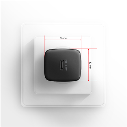 AXAGON Wallcharger 1x port USB-C, PD3.0/PPS/QC4+/AFC/FCP/Apple, 20W | ACU-PD20