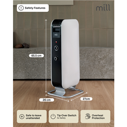 Mill | Heater | AB-H1000MEC | Oil Filled Radiator | 1000 W | Number of power levels 3 | Suitable for rooms up to 12-16 m² | White