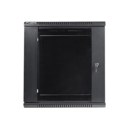 Lanberg | Rack cabinet 19" wall-mount 12U/600x450 (flat pack) with glass door | WF01-6412-10B | Black