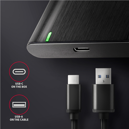 AXAGON Screwless aluminum USB 3.2 Gen 1 - SATA 6G external box for 2.5" SSD/HDD | EE25-A6C