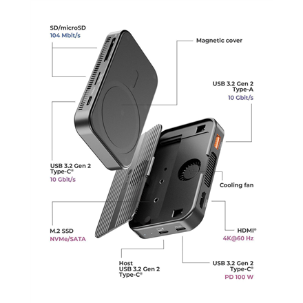 Raidsonic Travel Dock 7-in-1, M.2 SSD | IB-DK4071M-CU31