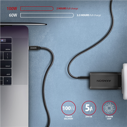 AXAGON | SPEED + USB-C, USB 20Gbps Cable, 0.5 m | BUCM32-CM05AB | USB Type-C to USB Type-C