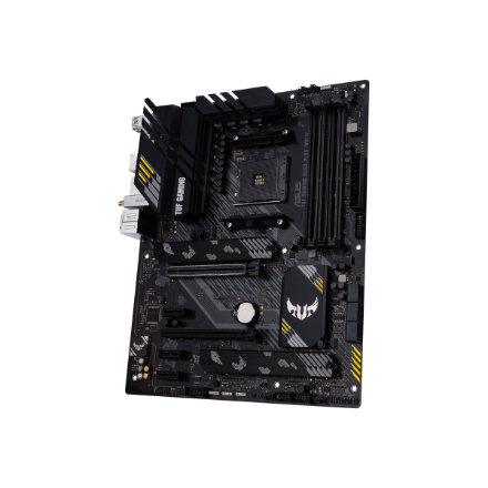 Asus | TUF GAMING B550-PLUS WIFI II | Processor family AMD | Processor socket AM4 | DDR4 DIMM | Memory slots 4 | Supported hard disk drive interfaces 	SATA, M.2 | Number of SATA connectors 6 | Chipset AMD B550 | 30.5cm x 24.4cm