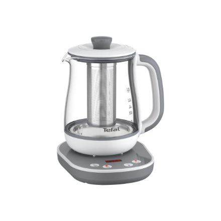 TEFAL BJ551B10 | Tea Kettle | 1400 W | 1.5 L | Glass | 360° rotational base | White/Grey