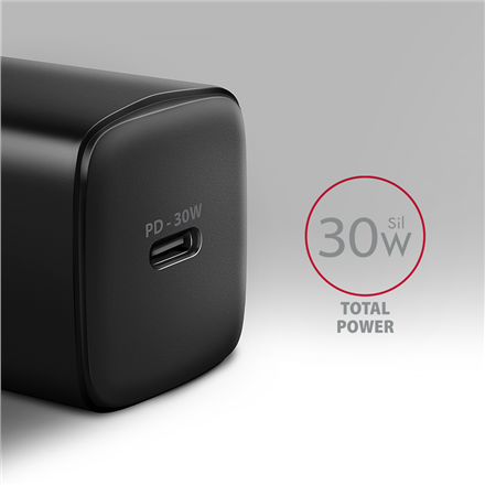 AXAGON Sil wallcharger 1x port USB-C, PD3.0/PPS/QC4+/SFC/AFC/Apple, 30W | ACU-PD30