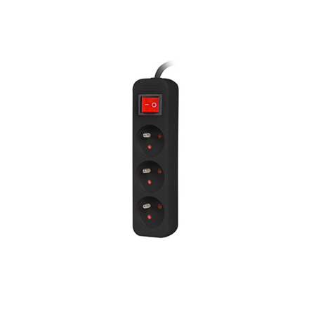 Lanberg Cable Power Strip, 3X French Outlets with Switch, Quality-Grade Copper, 3 m | PS1-03E-0300-BK