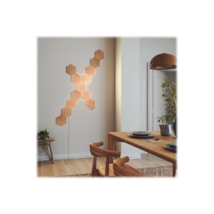 Nanoleaf | Elements Wood Look Hexagons Starter Kit (13 panels) | Cool White + Warm White