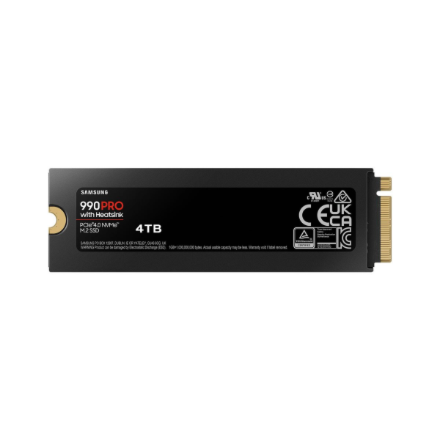 Samsung | 990 PRO with Heatsink | 4000 GB | SSD form factor M.2 2280 | Solid-state drive interface M.2 NVME | Read speed 7450 MB/s | Write speed 6900 MB/s