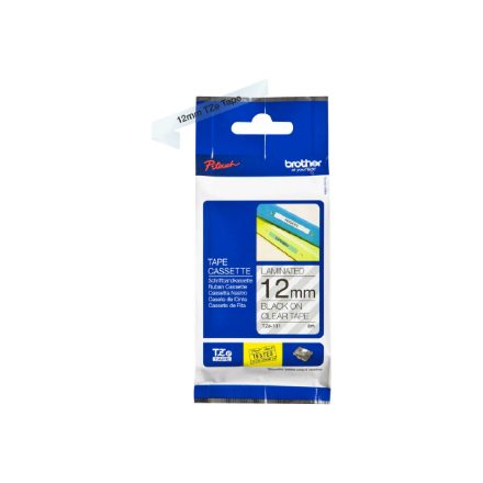 Brother | TZe-131 Laminated Tape | Black on Clear | TZe | 8 m | 1.2 cm