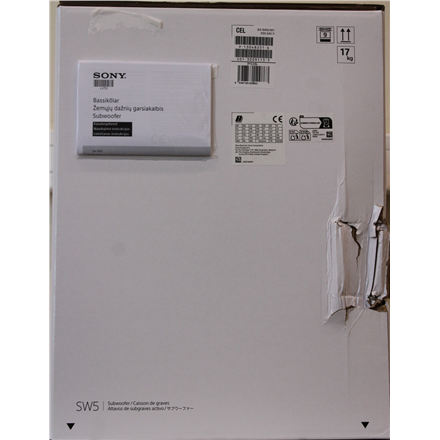 SALE OUT. Sony SA-SW5 Wireless 300W Subwoofer for HT-A9/A7000 | Sony Speaker | Subwoofer for HT-A9/A7000 | DAMAGED PACKAGING | 300 W | Black | 2 Ω | Portable | Wireless connection