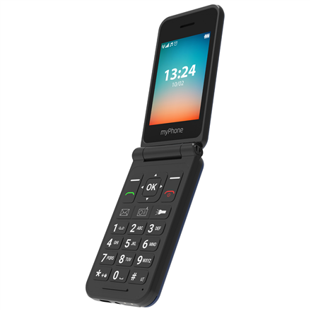 myPhone Flip | LTE | Navy Blue | 2.8 " | TFT | 48 MB | 128 MB | 3G | Bluetooth | 2.1 | USB version Type-C | Built-in camera | Main camera resolution 1.3 MP | 1000 mAh
