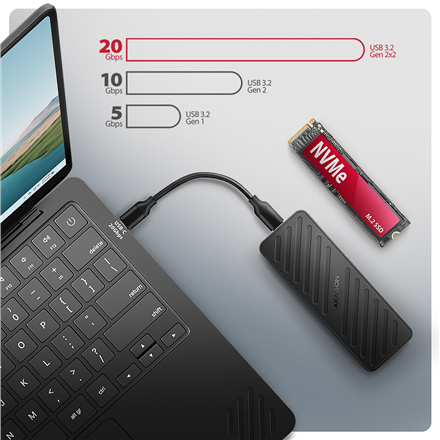 AXAGON USB-C 20Gbps - M.2 NVMe SSD ARMORED Box | EEM2-20G
