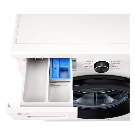 LG F2X10S7NWK | Washing Machine | Energy efficiency class A | Front loading | Washing capacity 7 kg | 1200 RPM | Depth 44 cm | Width 60 cm | Display | LED | Steam function | Essence White (Glossy) | Wi-Fi