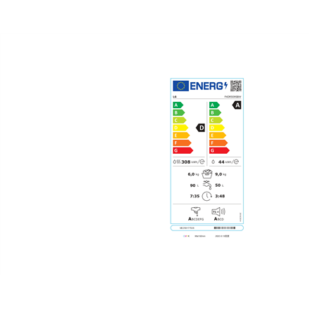 LG | Washing machine with dryer | F4DR509SBW | Energy efficiency class A | Front loading | Washing capacity 	9 kg | 1400 RPM | Depth 55 cm | Width 60 cm | Display | Rotary knob + LED | Drying system | Drying capacity 6 kg | Steam function | Direct drive | White