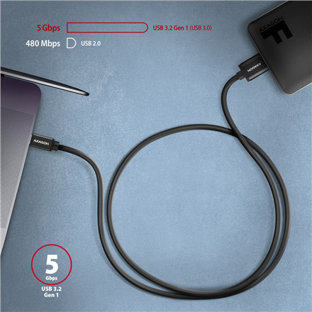 AXAGON | Data and power suply cable, 1 m | BUMM3-CM10AB | USB Type C to USB Type Micro-B