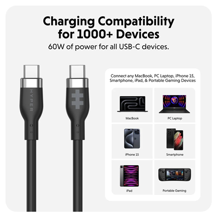 Hyper | HyperJuice USB-C Silicone Charging Cable | HJ4011BKGL