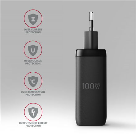 AXAGON GaN wallcharger, 3x port (USB-A + 2x USB-C), PD3.0/PPS/QC4+/SFC2.0/AFC/SCP/FCP/Apple, 100W | ACU-DPQ100