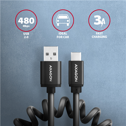AXAGON | Data and charging USB 2.0 cable, 0.6 m | BUCM-AM10TB | USB-A to USB-C